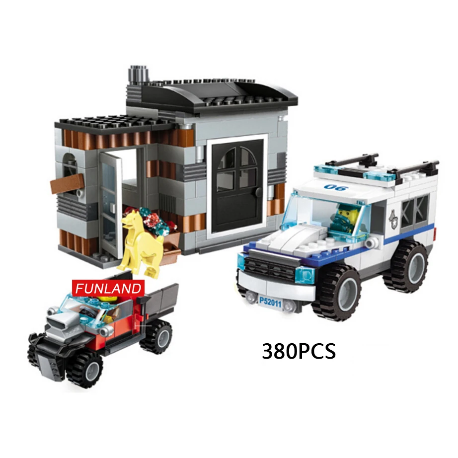 

City super police series scenes Police dog Commando station building block policeman swat Robbers figures jeep truck bricks toys