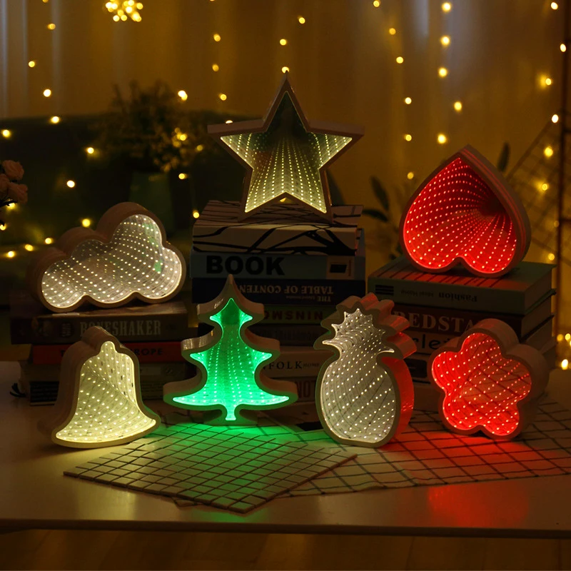 3D Marquee LED Tunnel Lamps Novelty Illusion Star Cloud Pineapple Heart Bell Night Lights Creative Gift Decor Lamp For Wall Desk (12)