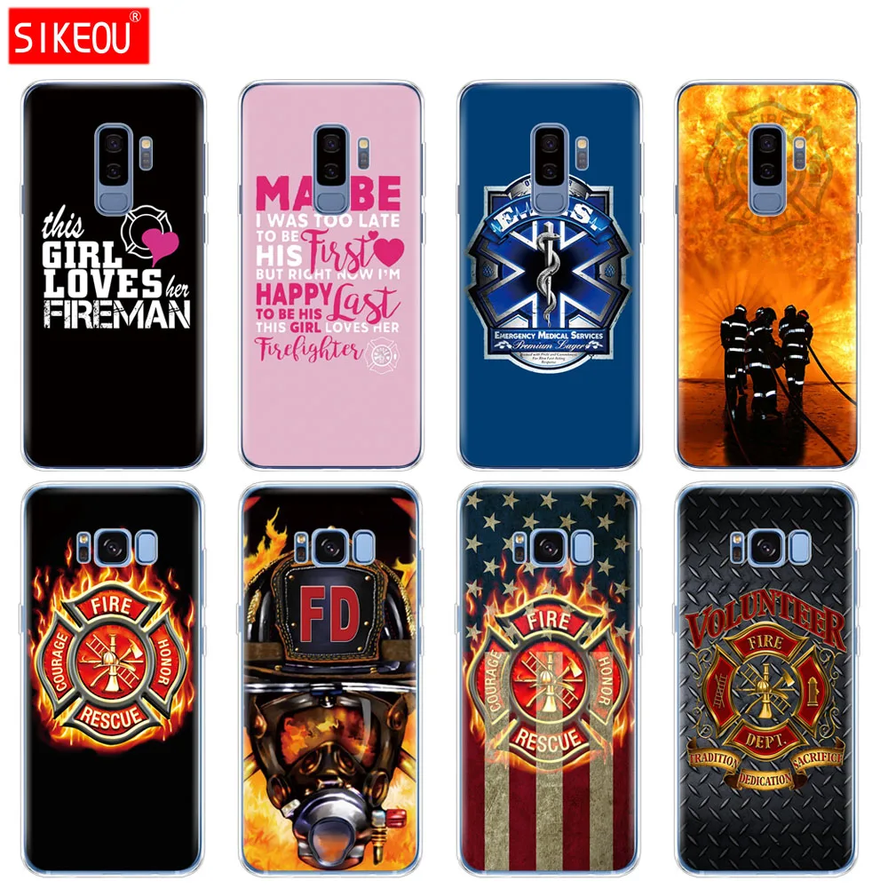 

silicone case for Samsung Galaxy S9 S8 S7 S6 edge S5 S4 S3 PLUS phone cover Firefighter Fireman Fire EMS Rescue