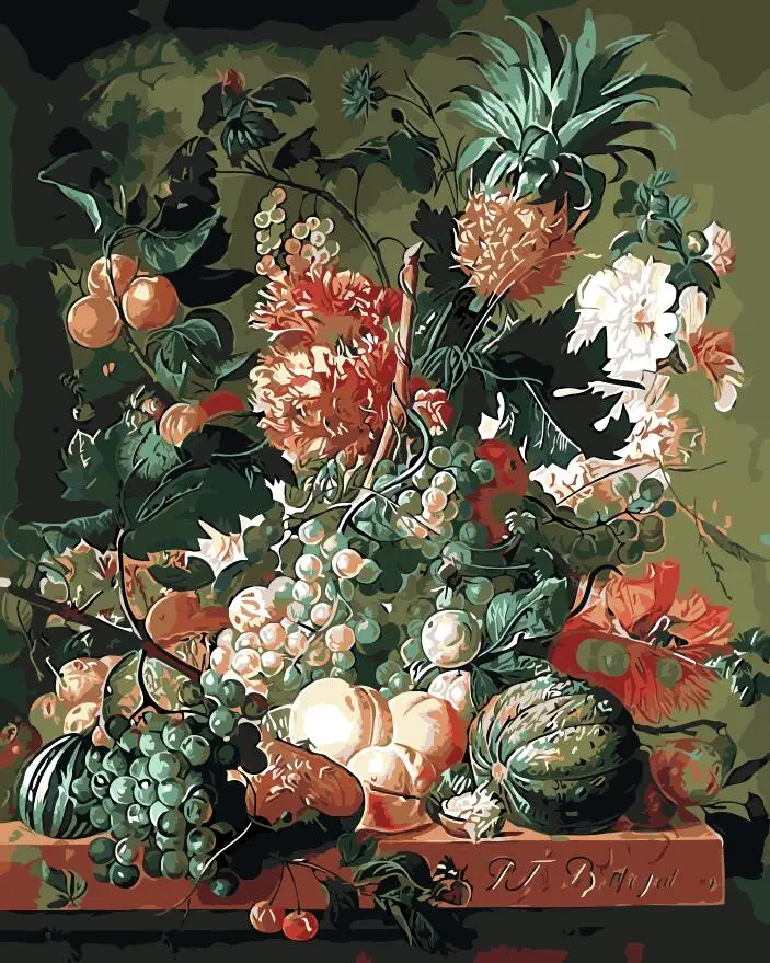 Blue Pink Europe Flower Diy Painting By Numbers Acrylic Paint By