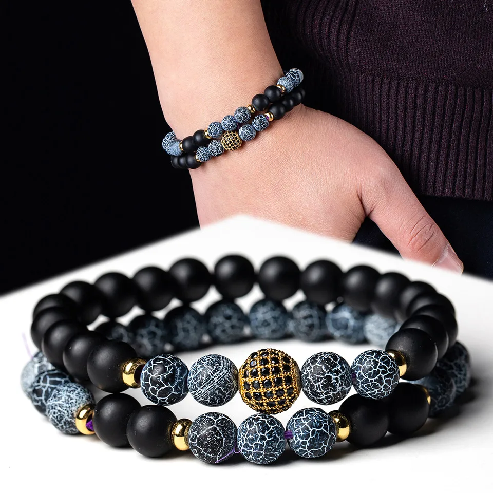 

Natural Stone Buddha Crystal Black Beads Strand Braclet Bracelet for Men Women Couple 2019 New Fashion Jewelry Accessories