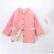 2016 new winter Girls Kids boys Thick plush coat woolen imitation leather jacket comfortable cute baby Clothes Children Clothing