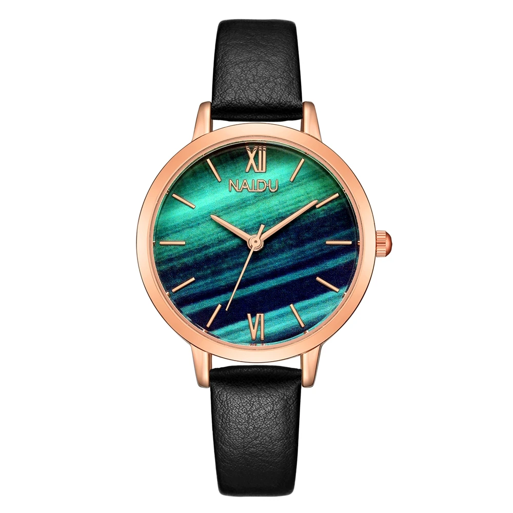 

3 Color Fashion Rose Gold Women Leather Watch Top Brand Quartz Watches for Woman Marble Face Dress Wristwatch Female Clock Reloj