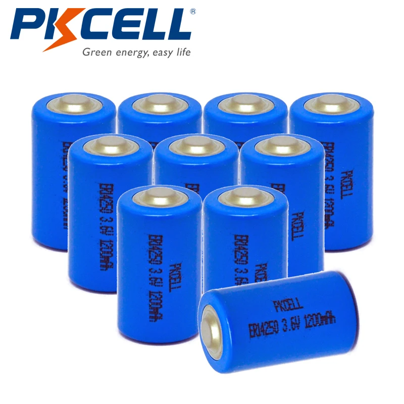 10 шт./лот PKCELL 1/2 AA батарея 3,6 V ER14250 14250 1200mAh LiSOCl2 литиевая батарея батареи для gps