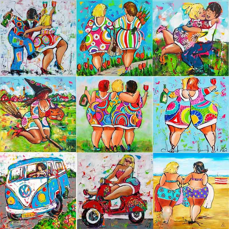 

Diy Diamond Painting Cross Stitch fat woman Square Diamond Embroidery Crafts 5D Diamond Mosaic Room Decoration BD044