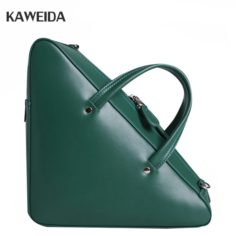 

2018 New Triangle Women Tote Bag Personality Wristlets Strap Designer Handbags Green Brown Catwalk Fashion Women Small Bag
