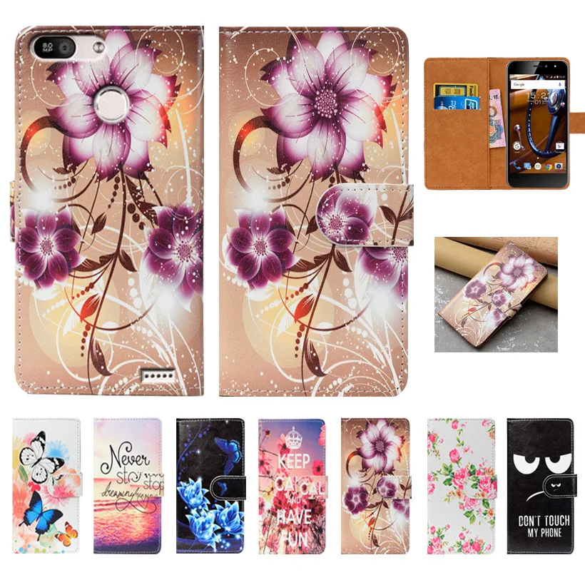 

For Fly FS526 Case High Quality Pu Leather 5.0" Print Flip Wallet Case Back Cover Book Case For Fly Power Plus 2 (FS526) Case