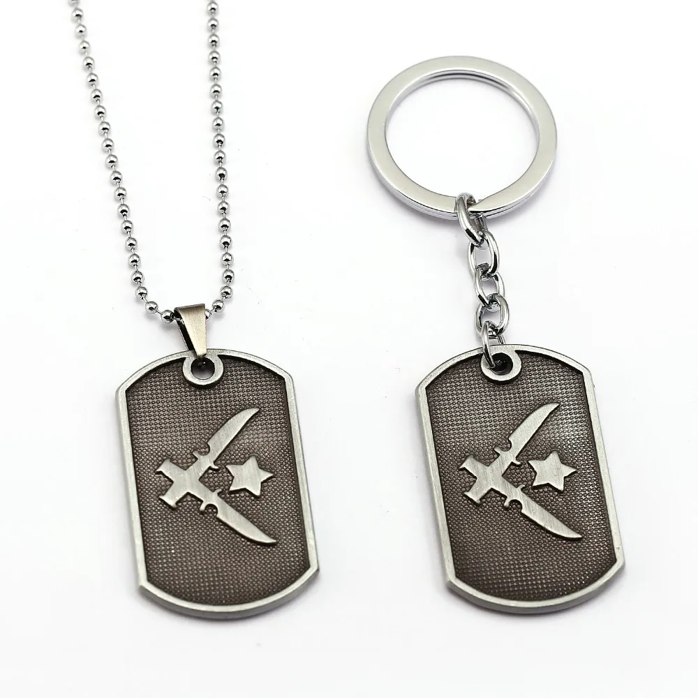 

New Counter Strike Cs go keychain dog tag two knife logo tag pendant key holder CSGO Collier jewelry game jewelry