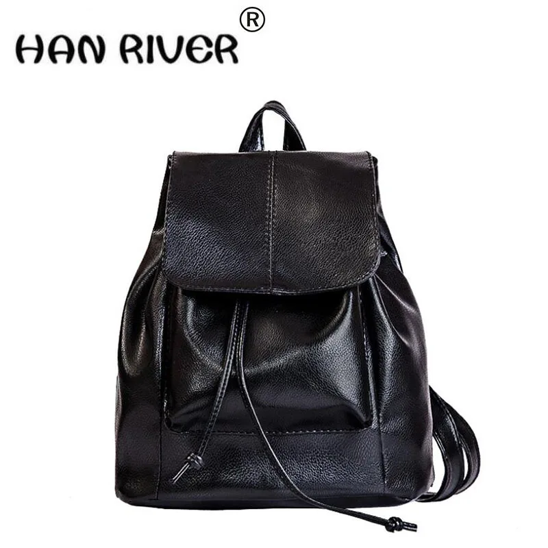 

2017 hot sale new fashion trend is simple wash double shoulder bag student leisure travel bag PU leather double back female bag