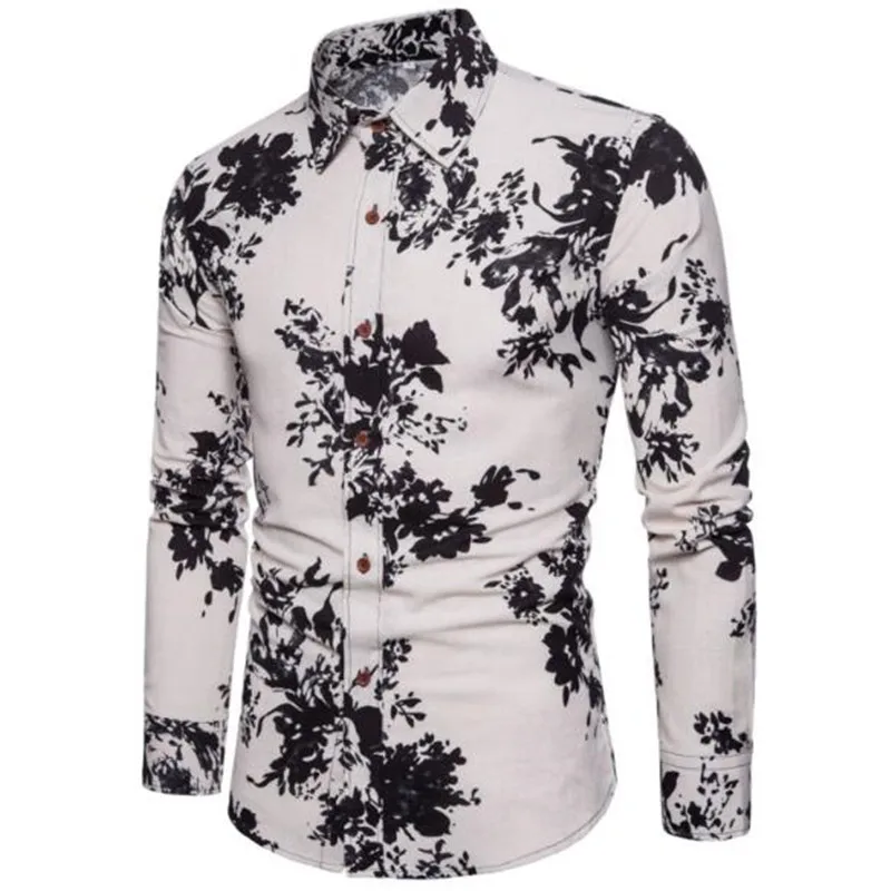 

Spring/summer 2019 men's wear big lapel long-sleeve floral shirt new fashion casual long-sleeve shirt gentleman casual long shir