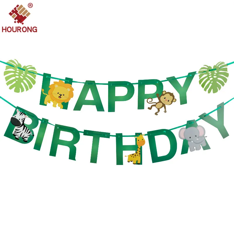

1Pc Party Dress Jungle Animal Birth Festival HB Pull Flag Banner Pennant Decoration Holiday Decoration Hanging Flag