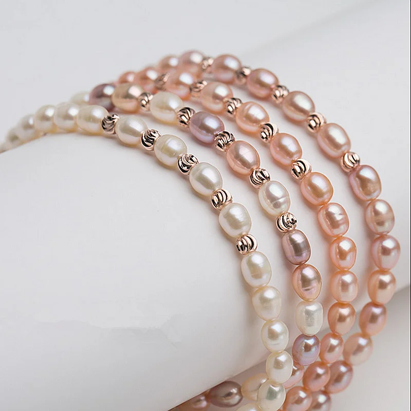 

2018 NEW Orthodox school primary color Natural pearl bracelets Fashion rose gold Pearl bracelets For women Free shipping