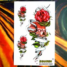 Rose of Death Temporary Tattoo Body Art Flash Tattoo Sticker, 12*20cm Waterproof Henna Tatoo Summer Style Adult Sex Products