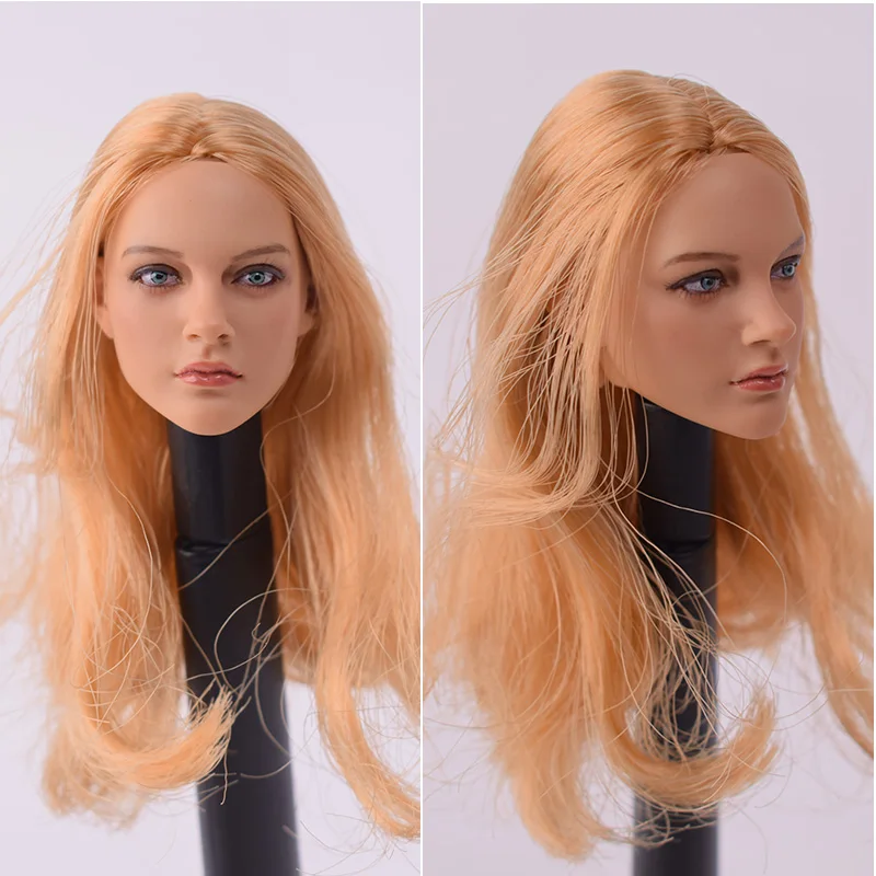 1//6 Female Carving Head Sculpture w// Blond Hair for 12inch Kumik Enterbay Parts