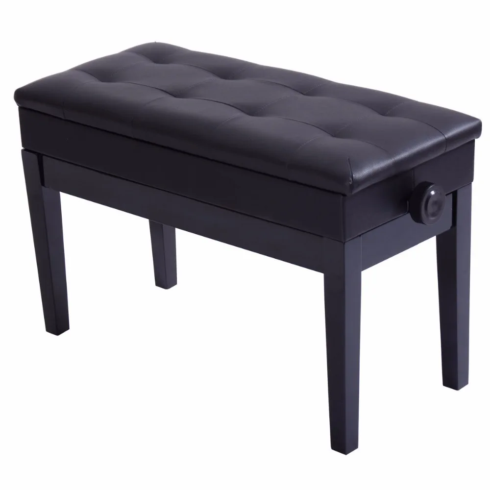 

Goplus Height Adjustable Double Duet Piano Bench PU Leather Padded Seat with Music Storage Modern Ottoman Pouffe HW53077