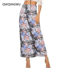 Винтажные женские длинные юбки с цветочным принтом Летние Элегантные пляжные макси юбки Бохо с высокой талией Асимметричные юбка с разрезом