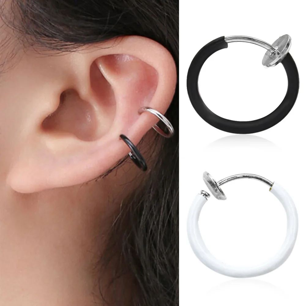 

1pair No Ear Hole without Piercing Hoop Earring Hippie Small Endless Circle Earrings Handmade For Women Chic Jewelry