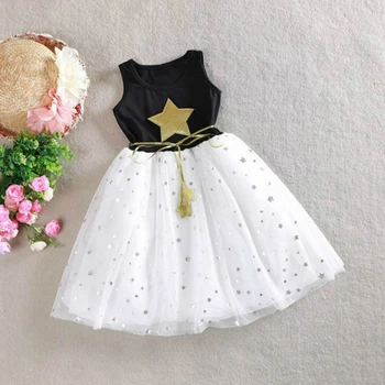 

2018 Summer Baby girls dress Five-pointed star Princess dress belt Beach tutu dress Party dresses large size 2-11Y