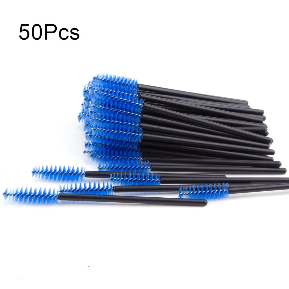 50/100Pcs Disposable Eyebrow Brush Mascara Wands Applicator Spoolers Eye Lashes Brushes Eyelash Extension Makeup Accessories - Цвет: 50pcs blue