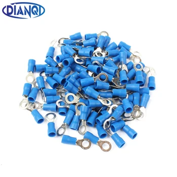 

DIANQI RV2-5 Blue Ring Insulated Wire Connector Electrical Crimp Terminal Cable Connector Wire Connector 100PCS/Pack RV2.5-5 RV