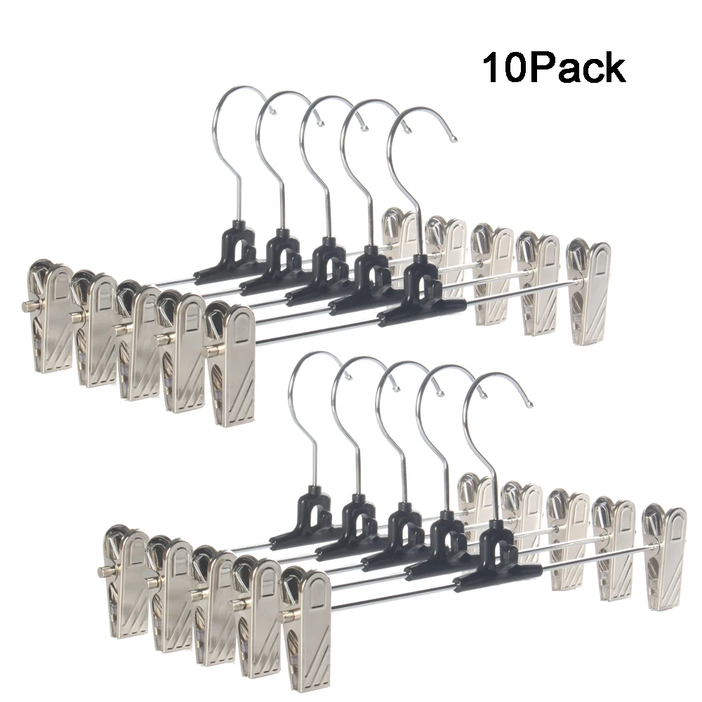 Add On Heavy Duty Stackable Hanger Strong Chrome Pants Skirt Coat Hangers with Non Slip Clips