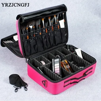 

Women Fashion Cosmetic Bag Case High Quality Makeup Organizer Large Multi-Storey Professional Makeup Artist Suitcase Bolso Mujer