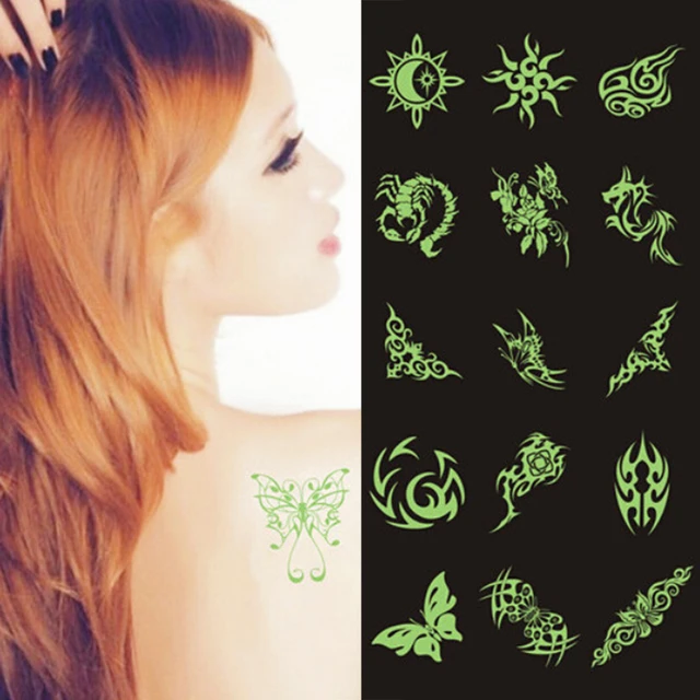 Glow In The Dark Flash Darkness Tattoos Sticker Variety Luminous Fake Tattoo Sticker Night Body Temporary Tattoos Glow In The Dark Flash Darkness Tattoos Sticker Variety Luminous Fake Tattoo Sticker Night Body Temporary Tattoos