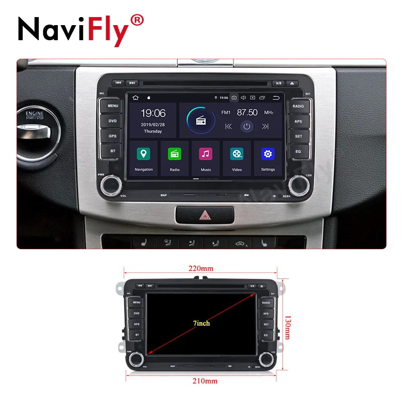 Flash Deal NaviFly Android9.0 IPS Screen DSP Audio car dvd player forVW polo golf passat tiguan skoda yeti superb rapid for skoda gps navi 1