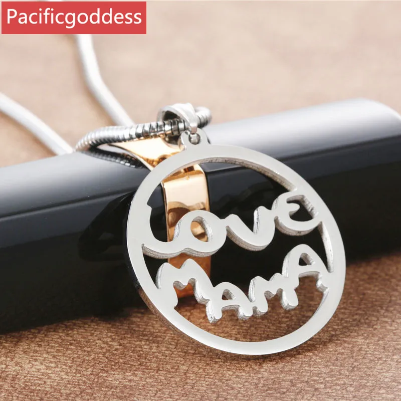 stainless steel necklaces pendant round mama shape for best gift