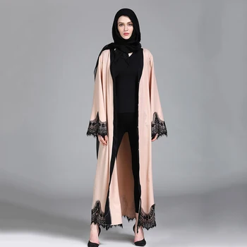 

Long Robes Ramadan Middle East Islamic Prayer Clothing Casual Muslim Abaya Lace Cardigan Maxi Dress Patch Tunic Kimono Sashes