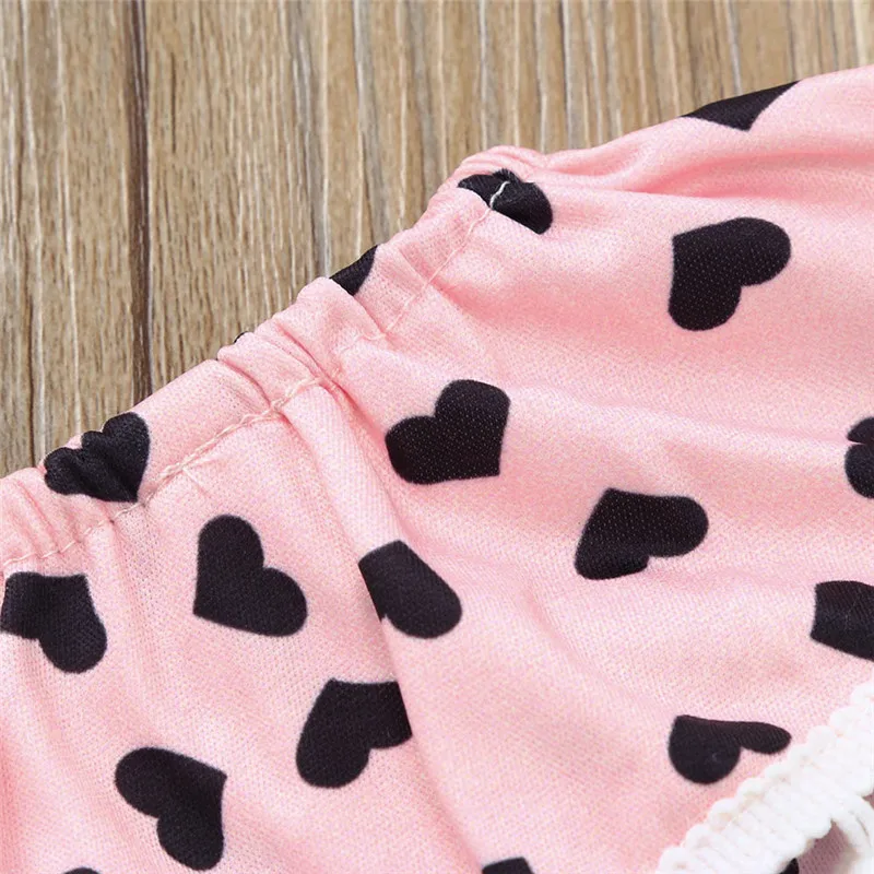 Girls suit summer 2019 new   2Pcs Baby Girls Infant Heart Tassel Jumpsuit Romper+Headband Set Clothes  (9)