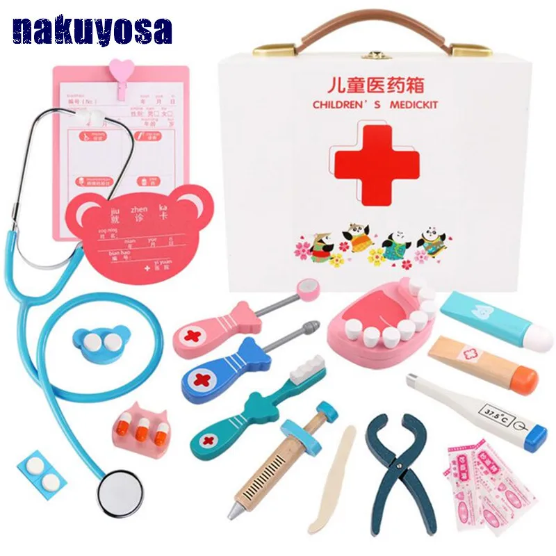 tooth doctor Pretend Play Wooden Nurse Medical Set Montessori Educational Toys for Children Kids Toy Role