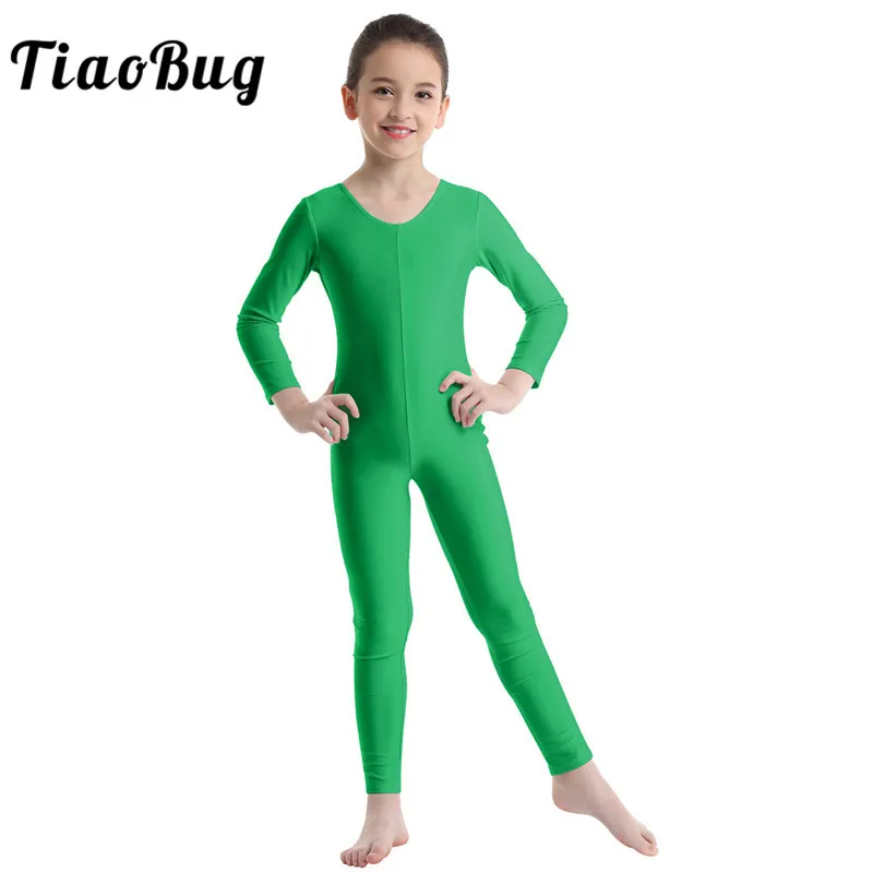 

TiaoBug Kids Girls Long Sleeves Gymnastics Leotard Gym Unitard Sports Dance Bodysuit Children Ballet Leotard Stage Dance Costume