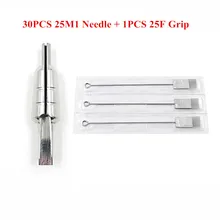 Трубка для татуировки с иглами 30 шт 25M1 Стерильная игла для татуировки с 1 шт 25F плоская трубка для тату машины