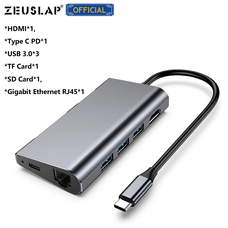 USB концентратор ZEUSLAP 3 0 с C на HDMI RJ45 Thunderbolt адаптер для MacBook Samsung S8 S9 Huawei Mate 10/Pro USB3.0 Тип
