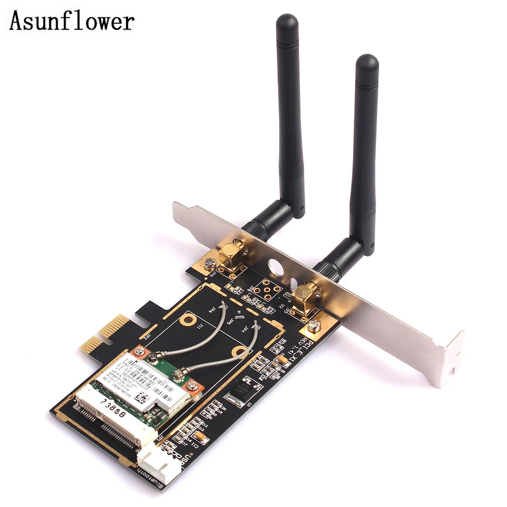 

BCM943228HMB Wireless Wifi PCI-E Card Desktop Adapter Half MINI PCI-E 802.11abgn 300M Network card wi-fi antenna Adapter