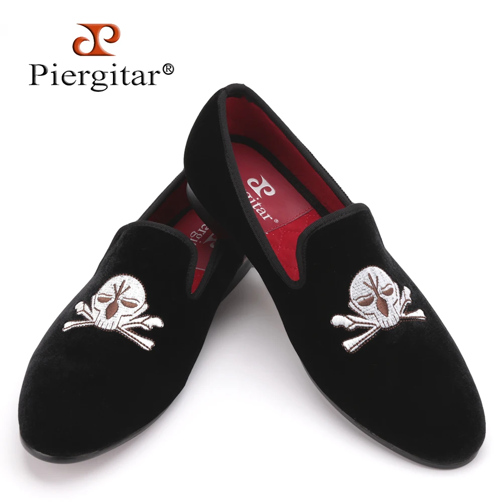 Buy 2016 Hot Sale Men Velvet Slippers Embroidered Loafers Shoes with Skull face