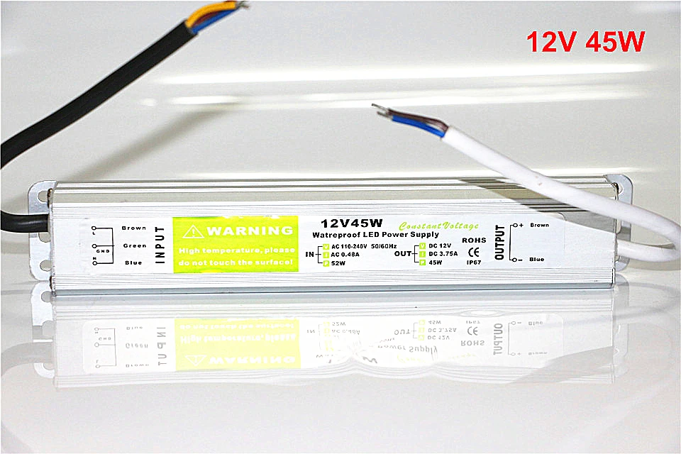Питание адаптер AC110V 220 В к DC12V 10 Вт-80 Вт IP67 Водонепроницаемый светодиодный драйвер Наружное освещение Трансформаторы для Светодиодные ленты