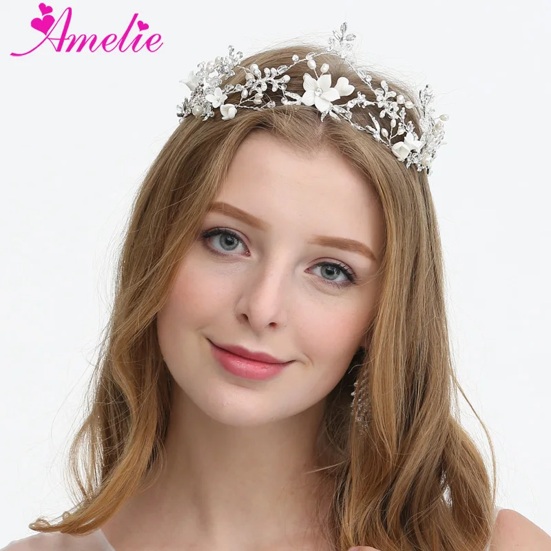 Women Gold Leaf Pearl Retro Wedding Bride Party Hair Headband Crown Tiara Prop