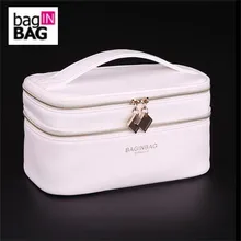 Baginbag Doppelschicht Kosmetiktasche Quer PU Kosmetik Multifunktionale Bilden Verfassungsbeutel Kulturbeutel trousse maquillage femme