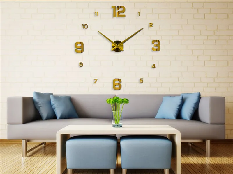 Современный дизайн кварцевые часы модные часы зеркальные наклейки Diy Декор для гостиной Новое поступление 3d настоящие большие настенные часы
