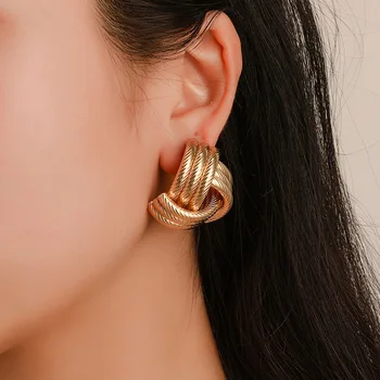 

Yobest Gold Silver Statement Wrinkled Metal Drop Earrings Irregular Geometric Exaggeration Earring Women Jewelry Minimalist Punk