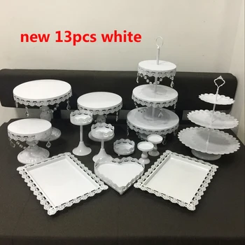 

set 13 pieces white cake stand wedding cupcake stand set crystal candy bar decoration cake tools bakeware set