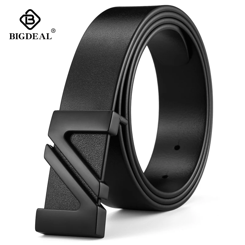 BIGDEAL fashion cow genuine leather new men fashion vintage style male belts for men pin buckle 100-130cm waist size 30-42