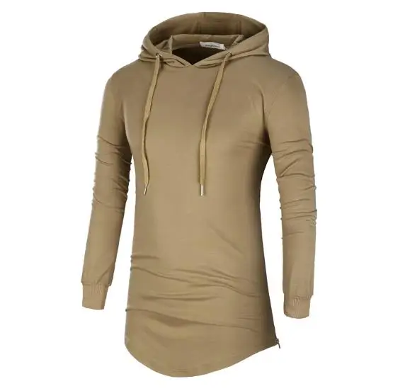 2017 Hot New Long Sleeve T Shirts Men Hooded  Shirt Homme Hip Hop Side Zipper Oversized T-shirt Men Size XXXL