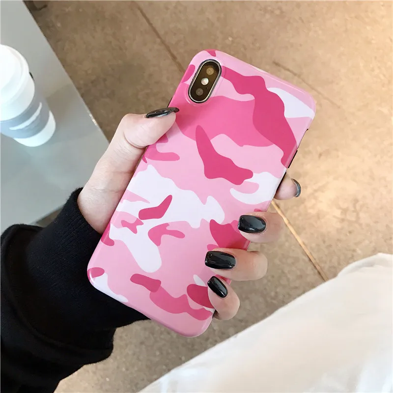 Pink camouflage phone cases for iphone XS Max XR XS Matte soft tpu case