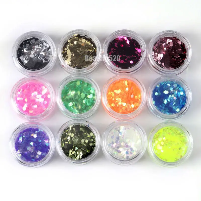 72 Pots Acrylic Glitter Powder Shiny Charming Nail Art Decoration 72 Pots Acrylic Glitter Powder Shiny Charming Nail Art Decoration Crushed Shell Bead Hexagon For In Rhinestones Decorations From Beauty
