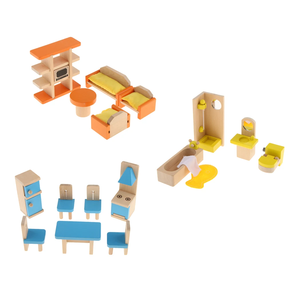 MagiDeal بيت الدمية مصغرة غرف مجموعة اثاث الاطفال الأطفال مسرحية