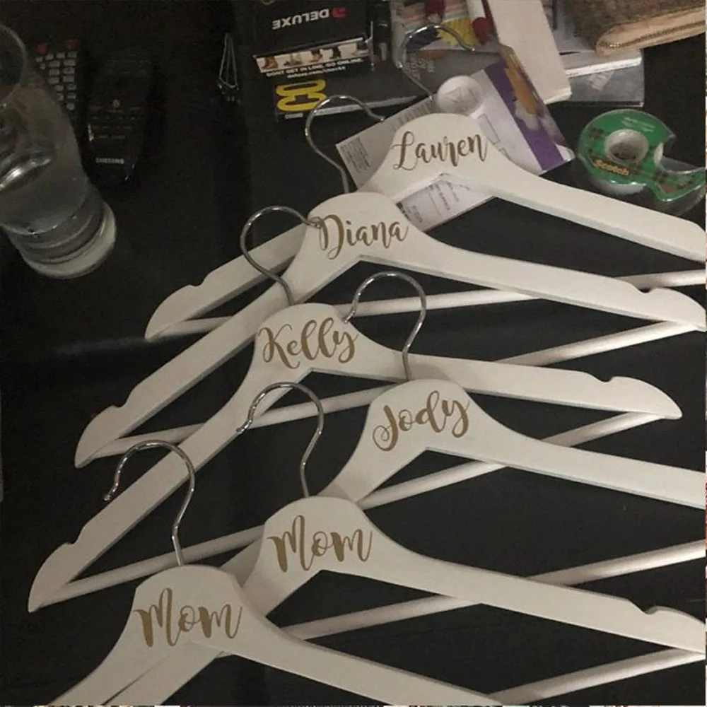 Personalized Custom Name Wedding Vinyl Sticker For Wood Bridal Party Decal Birthday Party DIY Hanger Stickers Bride Groom Gift
