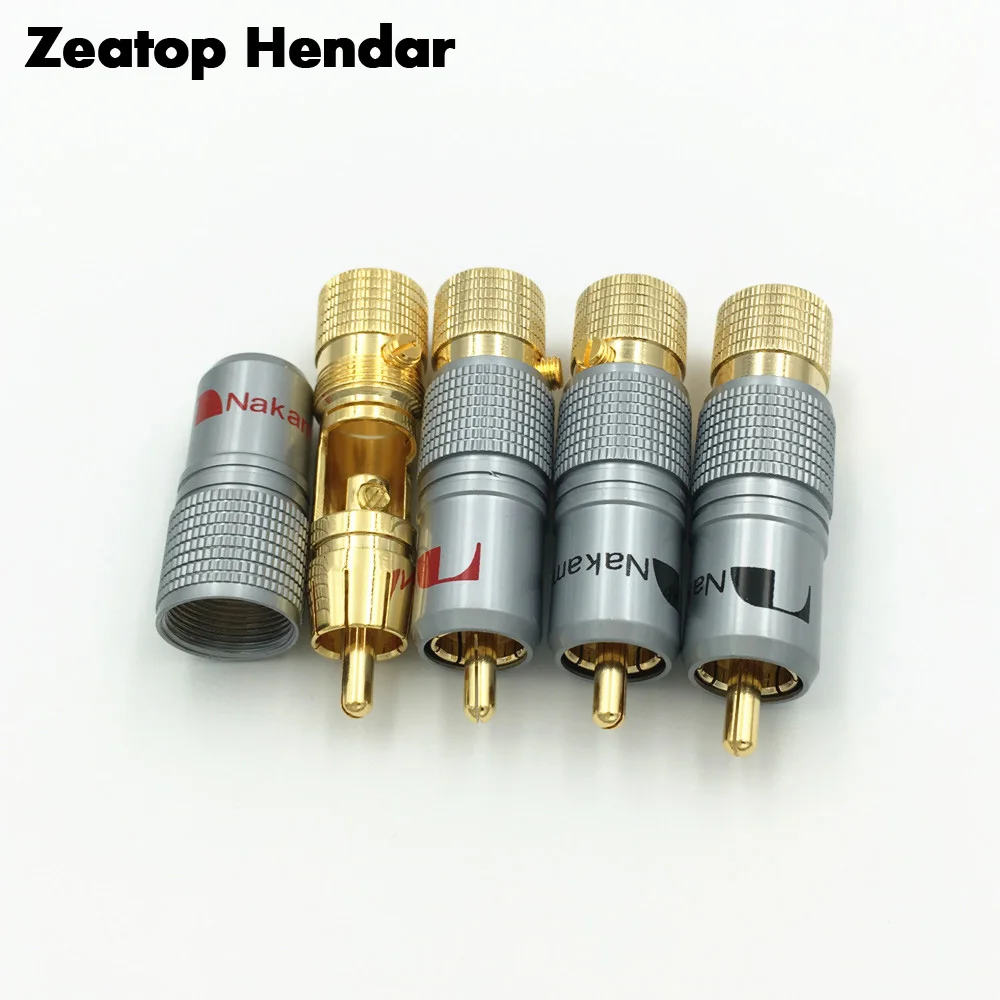 4Pcs NAKAMICHI Gold Plated RCA Plug Locking Non Solder Plug RCA Coaxial